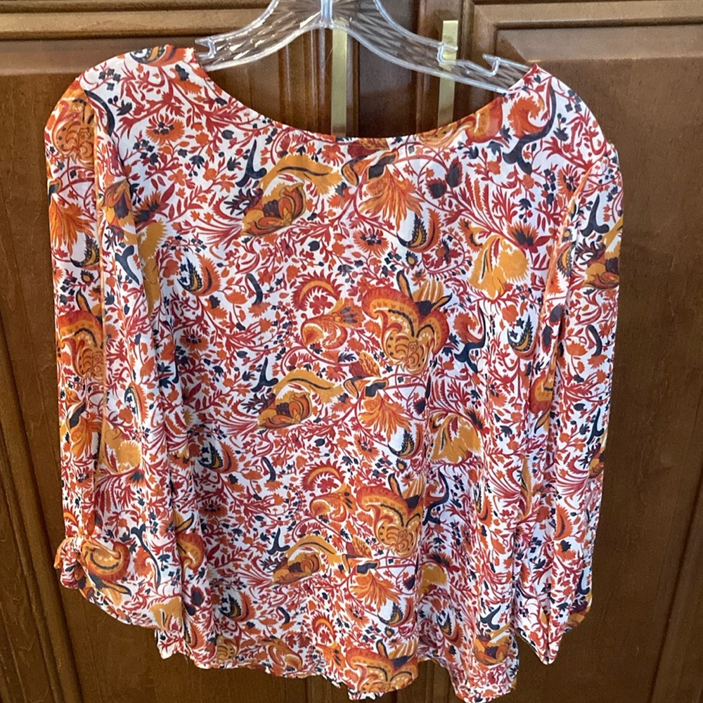 41 Hawthorn Orange and Pink Puff Sleeve Blouse